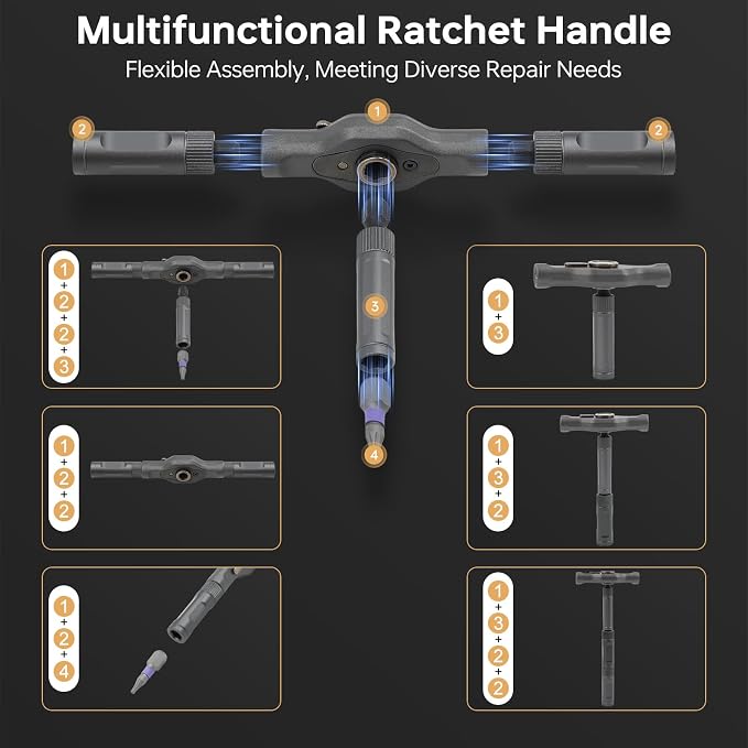 42 in 1 Magnetic Screwdriver Set with Ratchet Handle, Multi Bits Repair Tool Kit for Computer, Furniture, Bike, Watch & DIY, Compact & Portable with Storage Case