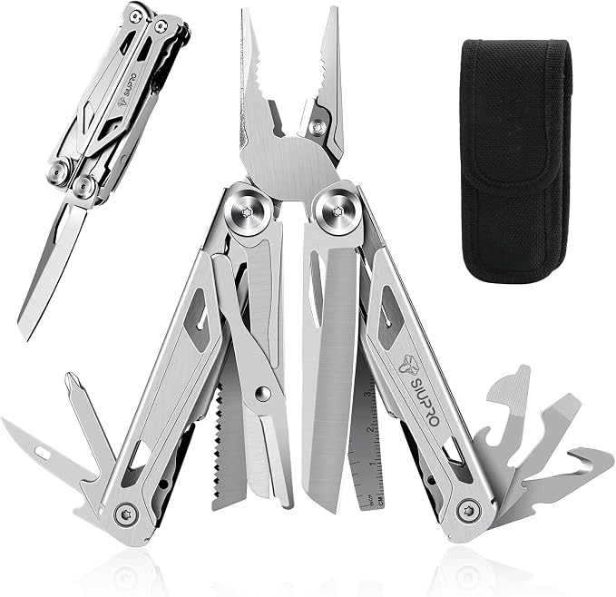 SIUPRO Multitool Pocket Knife for Men, Tactical Multi Tool With Scissors, Saw, Survival Folding Pliers with Nylon Sheath for Camping, Hiking, Hunting, Gifts Idea | Tactical Multi Tool With Scissors, Saw, Survival Folding Pliers with Nylon Sheath for Ca...