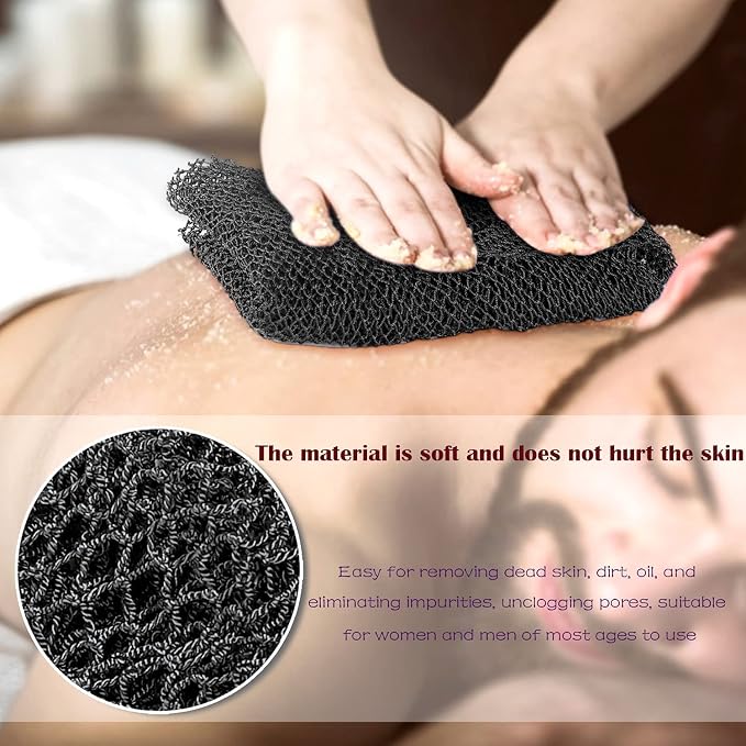 African Net Sponge Authentic,Exfoliating Body Shower Scrubber,Black | Woven nylon africannet sponge,stretches up to 66in for full body & back washing removes dead skin,oil,For Women and Man