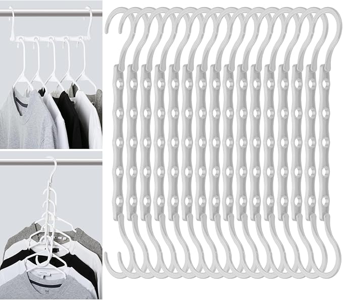 Mr. Pen- Space Saving Hangers, 16 pcs, 360° Rotating Hooks | Magic Cascading Hanger Organizer with 5 Enclosed Slots, Closet Organizers and Storage for Clothes