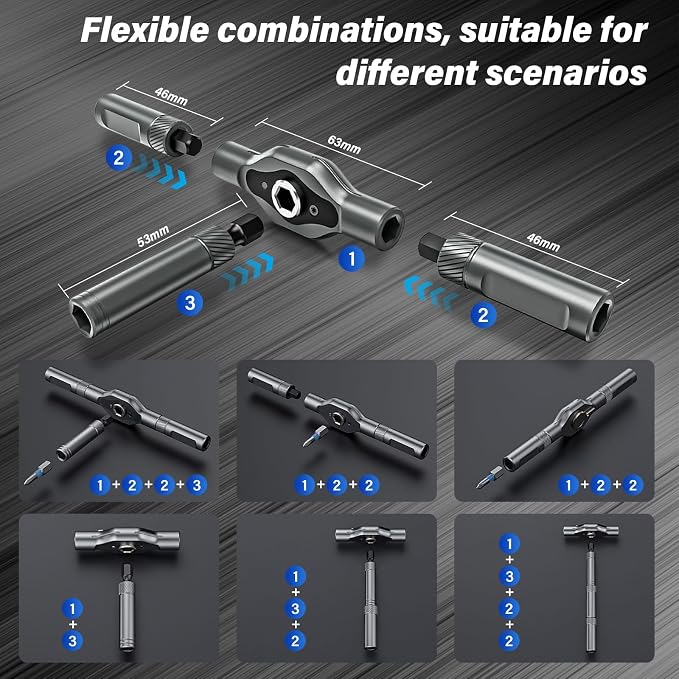 42 in 1 Magnetic Screwdriver Set, Multi Bit Magnetic Screwdriver Kit with Detachable Ratchet Handle
