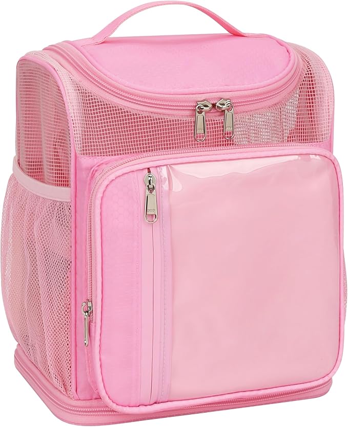Hanging Shower Caddy Portable - Travel Toiletry Bag for Men & Women, Large Capacity Caddy Dorm Basket, Quick Dry Toiletry Tote Bag with Stain Resistant Bottom for Bathroom, Beach, Camp, Gym - Pink