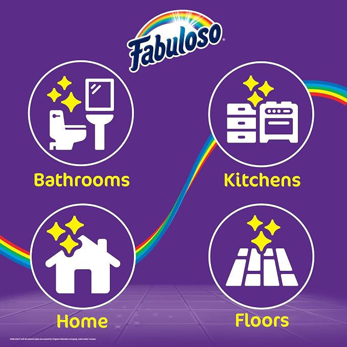 Fabuloso Cleaning Brush, Compact Hand Scrub Brush with Easy Grip Rubber Texture for Kitchen, Bathroom, Tile, Baseboards and Floors, Firm Bristles for Indoor Surface Cleaning, White & Purple, 6 Inch