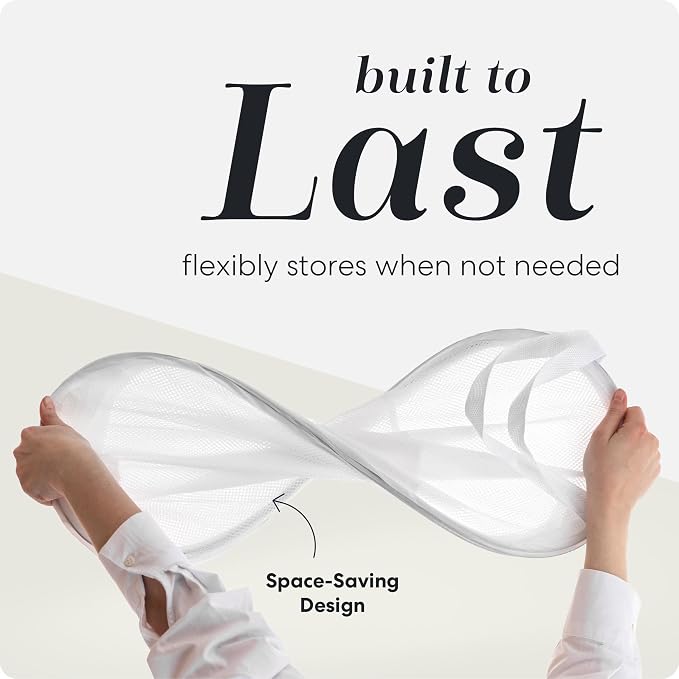 Handy Laundry Pop Up Laundry Hamper 71L Sturdy Collapsible Mesh (White) | Breathable Foldable Laundry Basket with Reinforced Handles, Side Pocket, Wide Opening for Dorm, Travel, Bedroom