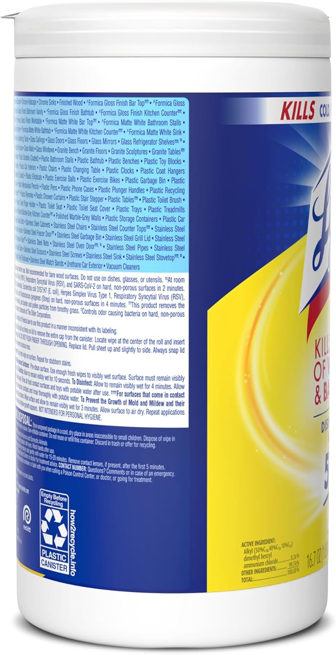 Lysol Disinfecting Wipes, Multi-Surface Cleaner, Crisp Linen, 80 ct.