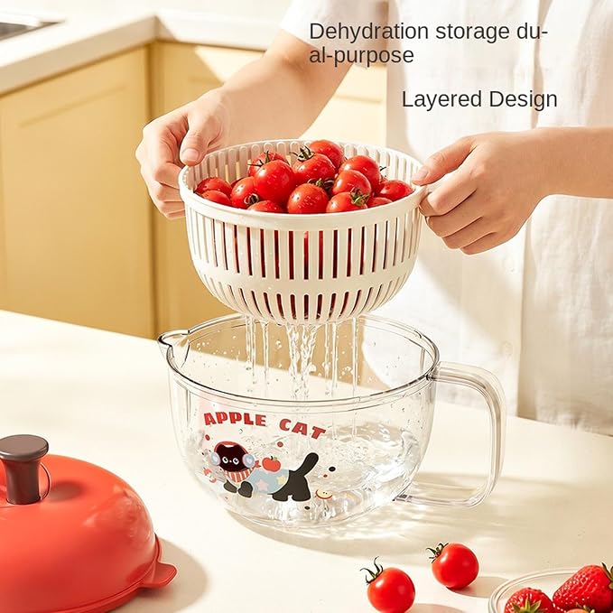 Hand Crank Washing Bowl, Salad Washer And Spinner With Bowl | Quick Dish Dryer System, Kitchen Prep Accessories For Home, Camping, Picnic