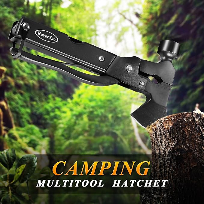 14-in-1 Multitool Camping Axe – Multi Tool with Knife, Hammer, Saw, Screwdrivers, Bottle Opener – Camping Tool with Sheath – Tool Gifts for Men, Dad, Husband, and Outdoor Enthusiasts.