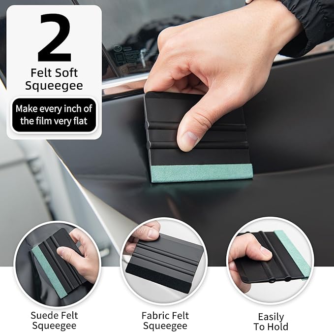 Amzdepot Window Tint Kit, Professional Car Wrap Kit | Felt Squeegee and Felt Replacements, Craft Knife and Blades, Safe Vinyl Cutter, Micro Squeegee