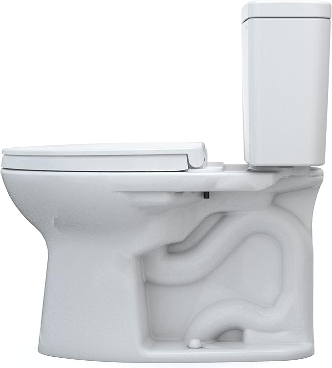 TOTO Drake Two-Piece Elongated 1.28 GPF Universal Height TORNADO FLUSH Toilet with CEFIONTECT and SoftClose Seat, WASHLET+ Ready, Cotton White - MS776124CEFG#01