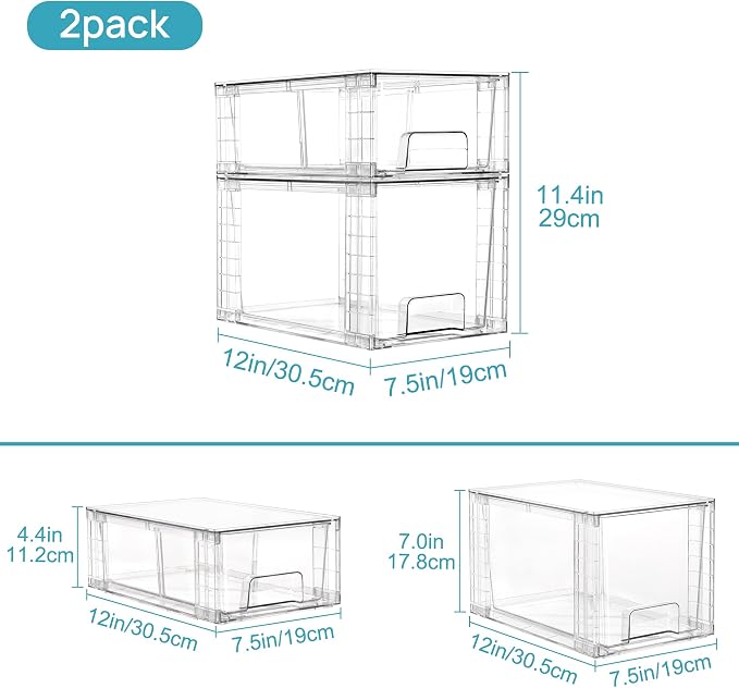 Vtopmart 8 Pack Clear Stackable Storage Drawers