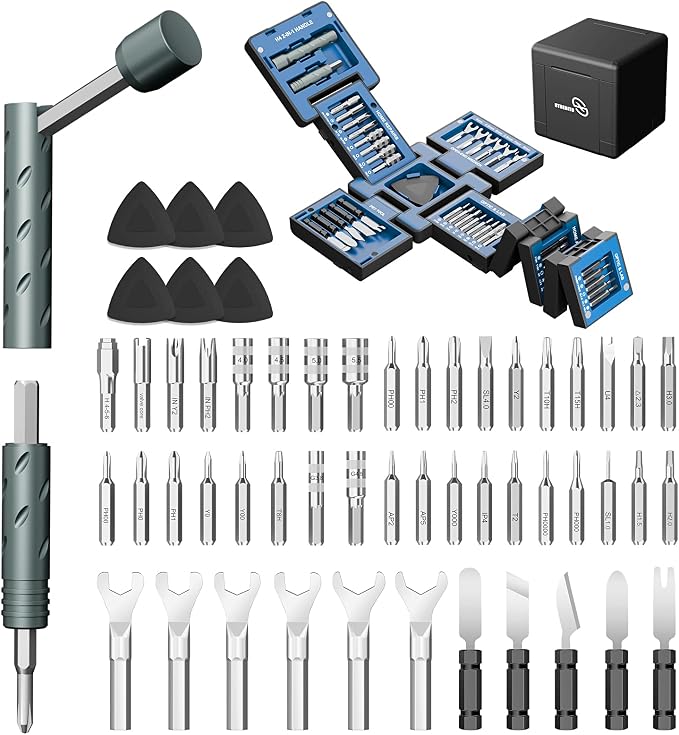 STREBITO Precision Screwdriver Set, 55 in 1 Electronics Repair Kit | Compact Magnetic Screwdriver Set with 2-in-1 Handle, Mini Wrenches, Pry Tools and 36 CRV Bits for Computer, Laptop, Eyeglass