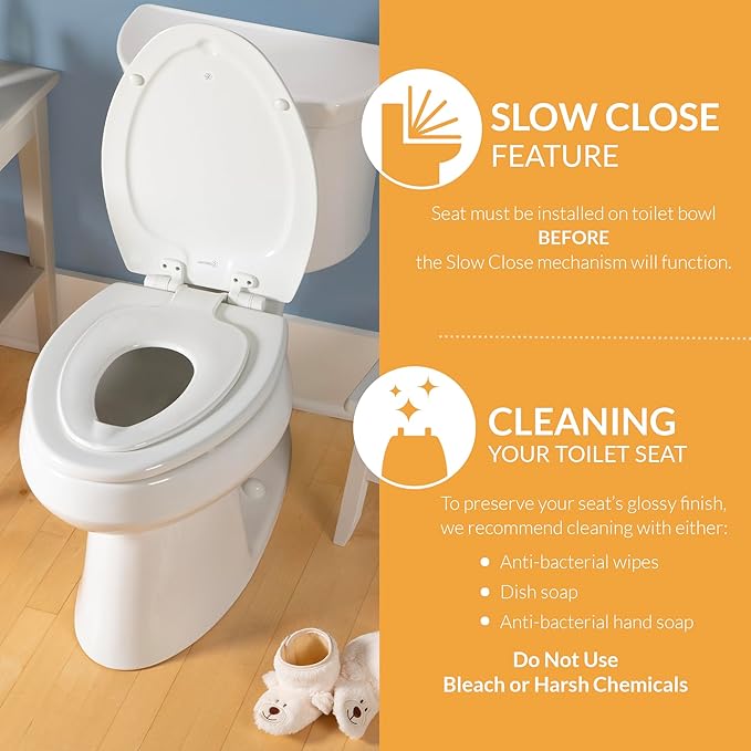 Mayfair NextStep2 Toilet Seat with Built-In Potty Training Seat, Slow-Close, Removable that will Never Loosen, Elongated, White