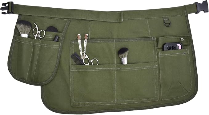 Molaxhome Waist Tool Apron with Multi-Pocket Adjustable Belt for Gardening | Adjustable Long Belt,Waitress Server Aprons,Tool Belt,Hairdressers,Work Apron