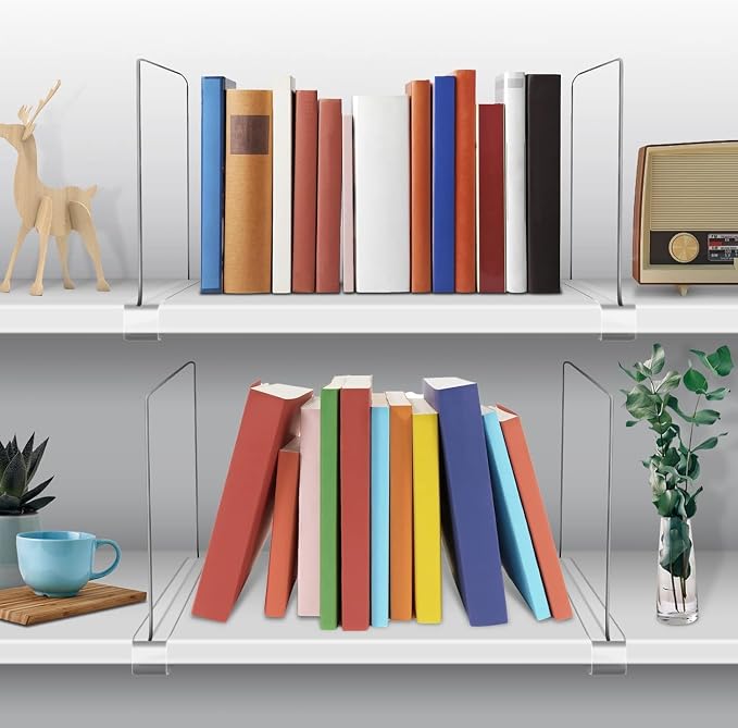 11 Inches Shelf Dividers for Closet Organization and Storage, 12 Pack Vertical Purse Organizer for Closet Adjustable Acrylic Bookshelf for Organization, Perfect for Sweater Shirts Handbags in Bedroom