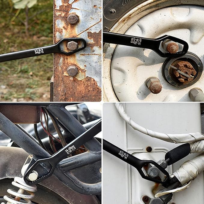 4 PCS Universal Torx Wrench Double-Head Self-Tightening Wrench, 3mm-22mm Adjustable Glasses Wrench, Multi-purpose Multi-function Wrench for Outdoor Riding Home Car Repair Tools