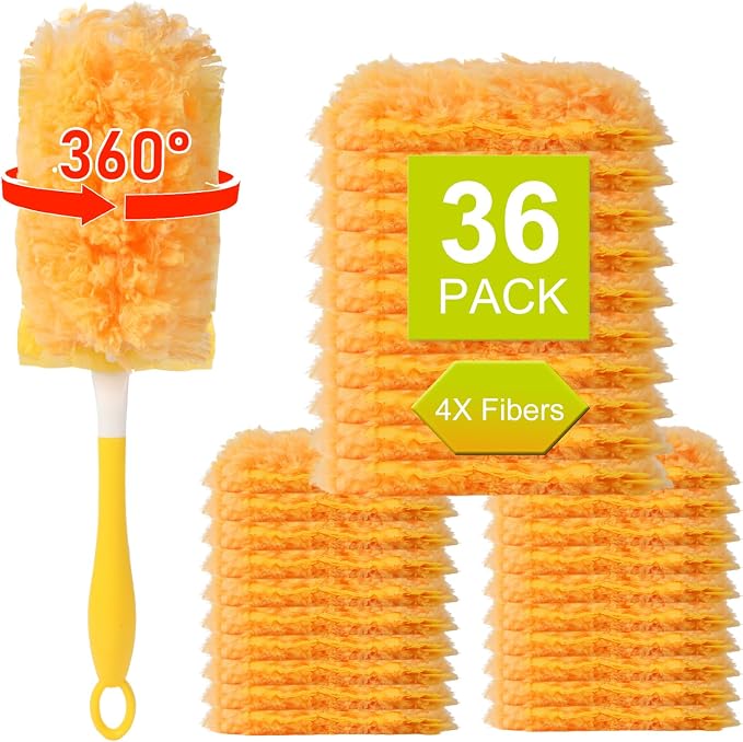 360 Heavy Duty Duster Refills for Swiffer Duster,36 Count with 1 Handle | Multi-Surface 360° Disposable Dusters Kit for Cleaning Dusting Electronics Furniture Blind Ceiling Fan