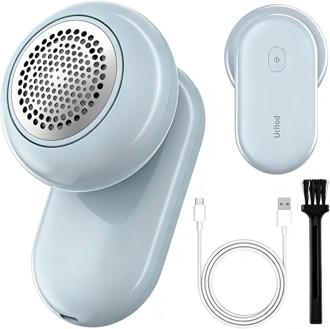 Rechargeable Fabric Shaver,Electric Lint Remover for Clothes & Couch | Long Lasting Battery Lint remover shaver,Easy-Clean,Multi-Fabric Compatible,Detachable Lint Tray,Fast Type-c Charging-Cyan