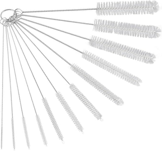 Ixiaoyoo 12 Pcs Bottle Cleaner Brushes Set, 11.8 Inch Nylon Cleaning Brush | White Straw Cleaner Brushes for Tumbler, Sippy Cup, Water Bottles, Hummingbird Feeders, Pipes, Sink Drain & Pet Waterers