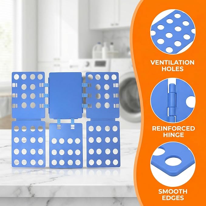 2 PCS Clothes Folding Board for Kid and Adult,T Shirt Folder Laundry Organizer Easy and Fast for Home Organization(Orange and Blue)