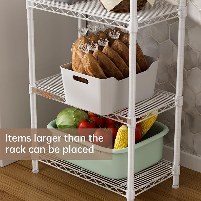 SINGAYE Small Wire 5 Adjustable Shelves Pantry Metal Shelf Floor Organizer | Armoire Adjustable Floor Kitchen Narrow Organizer Rack Shelving Short Square Stackable Standing Storage Tier Under Unit