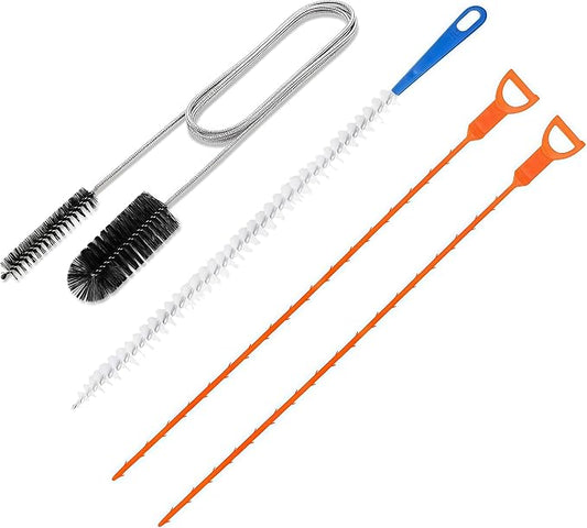 6-Piece Professional Drain Snake Cleaning Kit - Heavy Duty Clog Remover Tool for Shower, Sink, Bathtub, Toilet, Kitchen - Hair Removal Unclogger with Drill Attachment, Reusable Plastic Pipe Cleaner