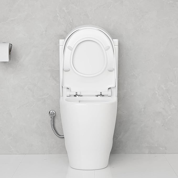 Eridanus One Piece Toilet with Comfort Chair Seat ADA Height 17.3", Powerful Dual Flush Modern Toilet, 1.1/1.6 GPF, 12" Rough-In, Elongated Toilet with Soft Closing Seat, White