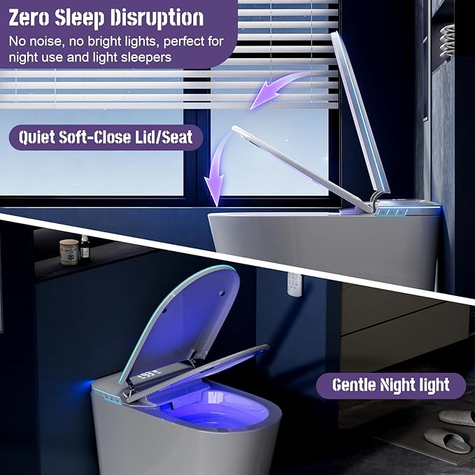 Smart Toilet with Bidet, UV-C Light, Auto Flush, Auto Open&Close, Blackout Flush, Heated Seat, Air Dryer, Modern Elongated Japanese One Piece Bidet for Bathrooms,1000 Gram MaP