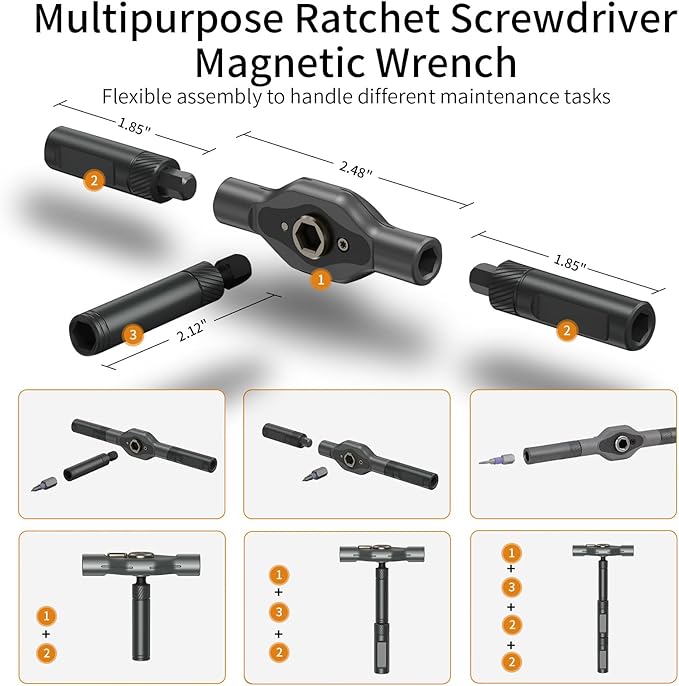 2026 New Tools 24 in 1 Magnetic Ratchet Screwdriver Set, Multi Bit DIY Magnetic Screwdriver Set with Detachable Ratchet Handle, Portable Precision Repair Tool Kit for Furniture, Electronics, Bicycle
