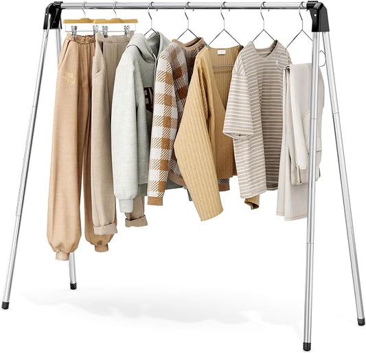 TOOLF 55" Stainless Steel Collapsible Clothes Drying Rack | Foldable Drying Rack Clothing, Indoor Outdoor Use with Travel Friendly Design, Collapsible for Home, Camping, Theater, RV Use