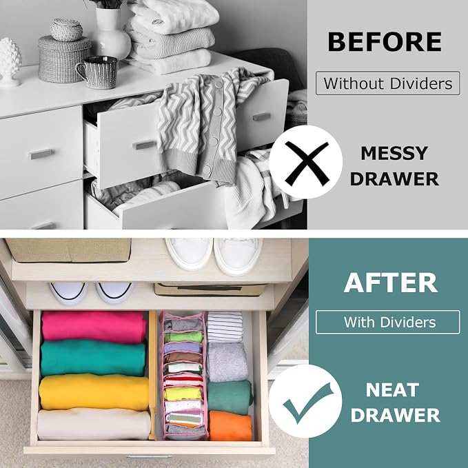 Lzerking Kitchen Drawer Dividers 4 Pack Adjustable Bamboo Drawer Organizer | 17-22" Adjustable, Spring Loaded, Expandable Utensil Organizer, Works in Kitchen, Dresser, Bathroom, Bedroom, Closet