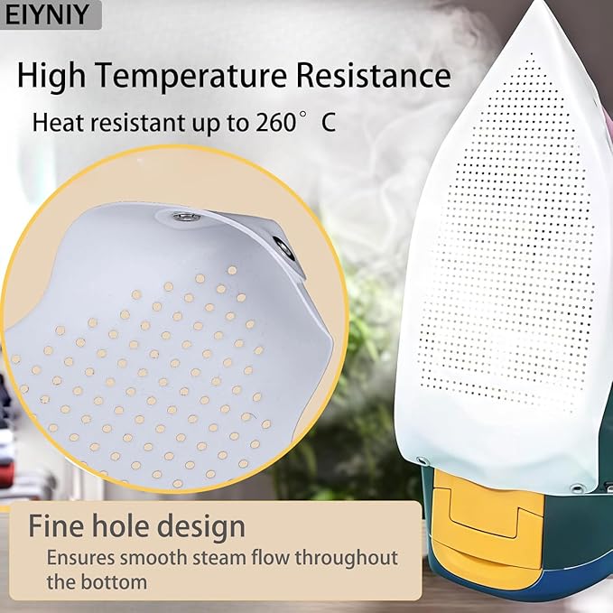 Iron Cover, Universal Heat-Resistant Silicone Soleplate Protector for Electric Irons - Prevents Burns, Scorch Marks & Sticking on Delicate Fabrics Like Silk (1 Set EY-006)