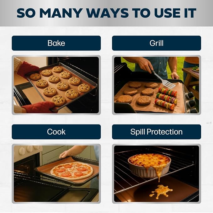 Cooks Innovations Non-Stick Oven Protector Mat - 1 Pack Heavy Duty Nonstick Oven Rack Liners to Protect Convection, Electric, Gas, & Microwave Ovens - BPA & PFOA Free Heat Resistant Baking Mat