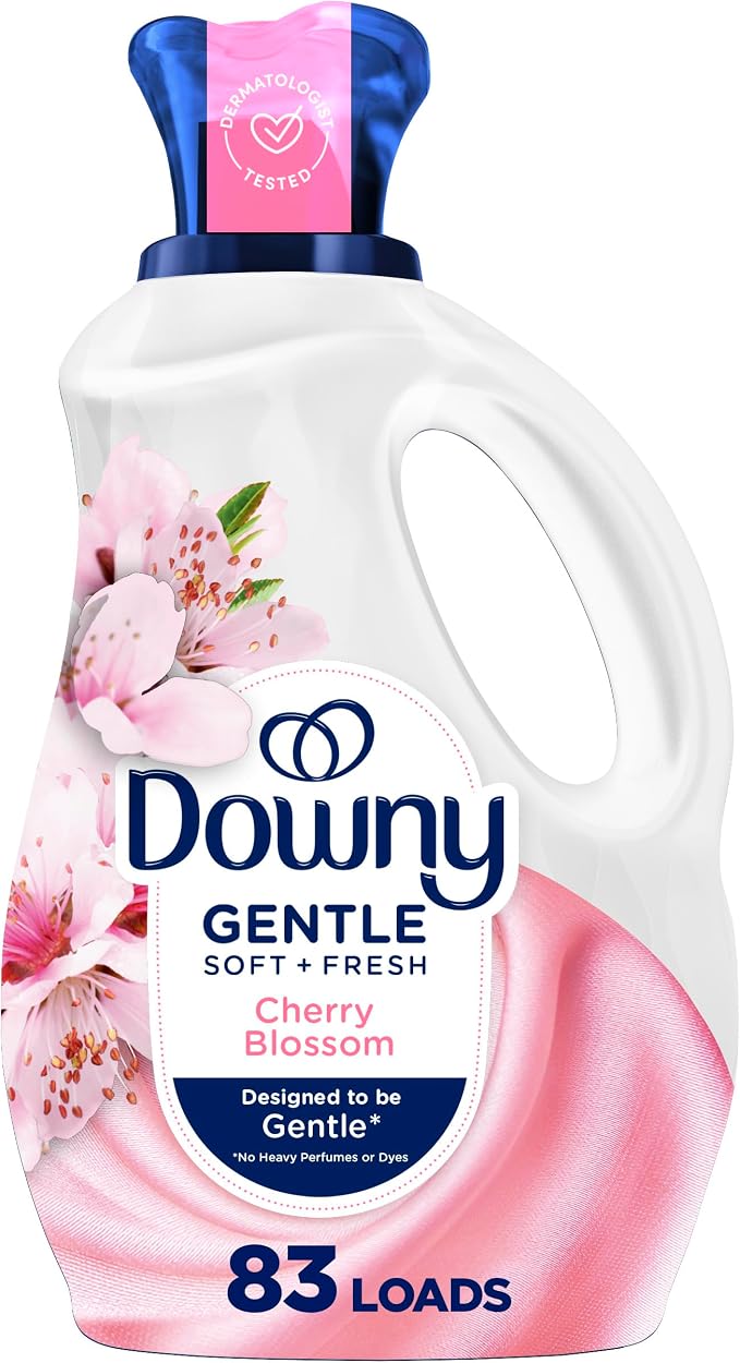 Downy Gentle Soft + Fresh Fabric Softener Liquid, Cherry Blossom Scent, 56 FL OZ, 83 loads, Liquid Fabric Softener Designed to be Gentle on Skin