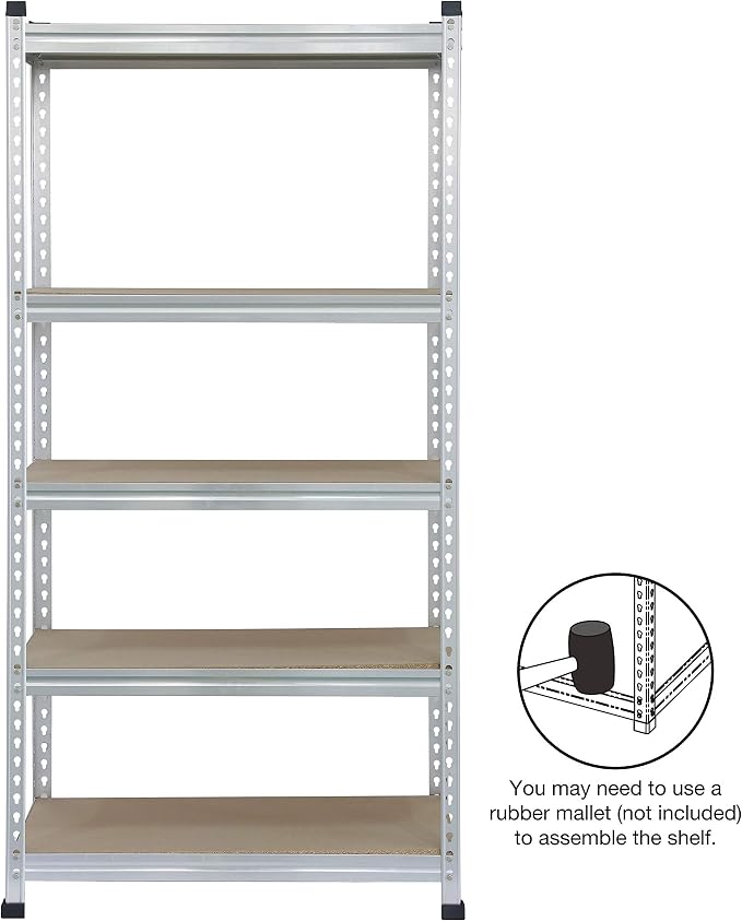 Amazon Basics Double Post Press Board 5 Tier Shelf 36 x 18 x 72, Aluminum | Medium Duty, Storage, Shelving