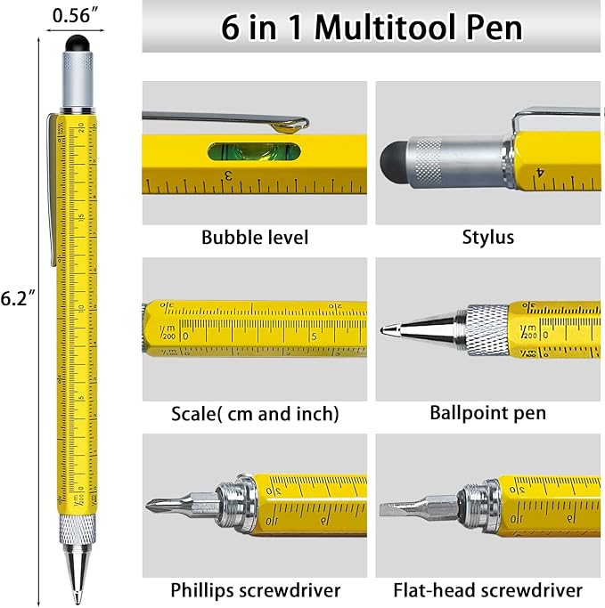 Gifts for Men, Stocking Stuffers for Men Adults, Multitool Pen Set 2pcs Multi-Tool Pens Cool EDC Gadgets, Christmas Birthday Presents White Elephant Gifts for Adults Dad Grandpa Husband Him Guys Women
