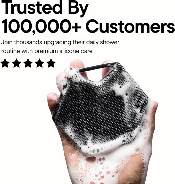 TOOLETRIES Silicone Body Scrubber 2.0, Loofah Alternative - Charcoal | Gentle exfoliating shower scrubber that's quick drying, hygienic and longer lasting than traditional loofahs.