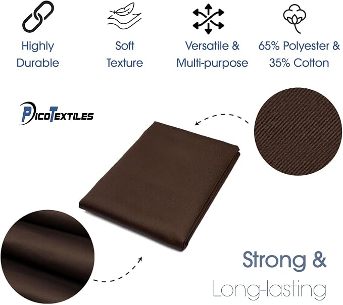 Pico Textiles 20 Yard Bolt Brown Poly Cotton Twill Fabric | 60" Wide, 65% Polyester / 35% Cotton, Medium Weight, Perfect for Pants, Jackets, Skirts and Work Uniforms, Sold by the Yard