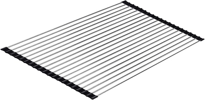 Ahyuan Roll up Dish Drying Rack Over The Sink Kitchen Roll up Sink Drying Rack Portable Dish Drainer Foldable Dish Drying Rack (Black, 20.5''X14'')