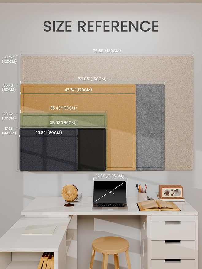 Fluxynara 35.4" x 23.6" Bulletin Board, Navy Blue | Cork Board Alternative with 12 Removable Adhesive Tabs, Foldable Felt Pin Board for Home, Office, Classroom & Dorm