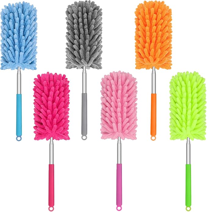 Mini Duster for Cleaning, 360° Bendable Hand Dusters with Extension Pole, Washable Small Duster for Car Interior, Office, Furniture