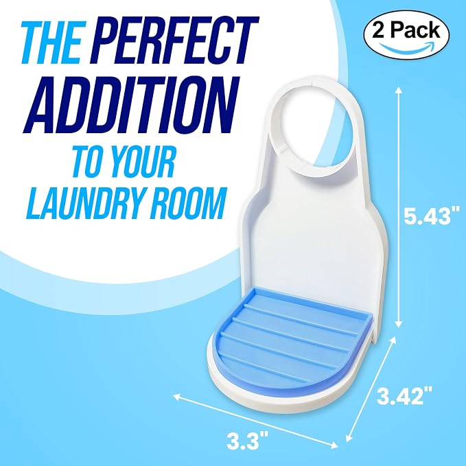 Simplation [2 Pack] Laundry Detergent Cup Holder, Detergent Drip Catcher | (Upgraded Drip Tray) No More Mess or Leaks, Laundry Detergent Cup Holder, Drip Catcher
