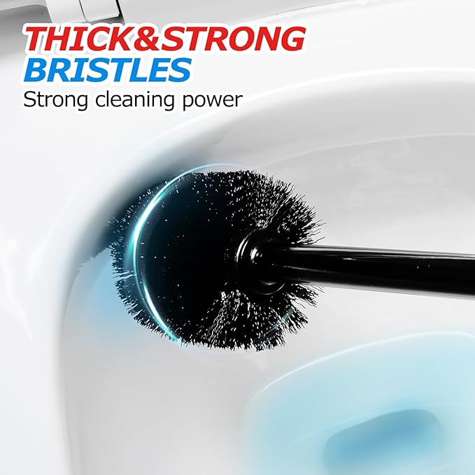 FORASTO 2Pack 2 in 1 Toilet Brush and Plunger Set, Extended Handle Plunger,Toilet Bowl Brush Plunger Set,Bathroom Cleaning Tools,Toilet Brush Plunger Combo,Cleaning Supplies，Bright Black(19.9inch)