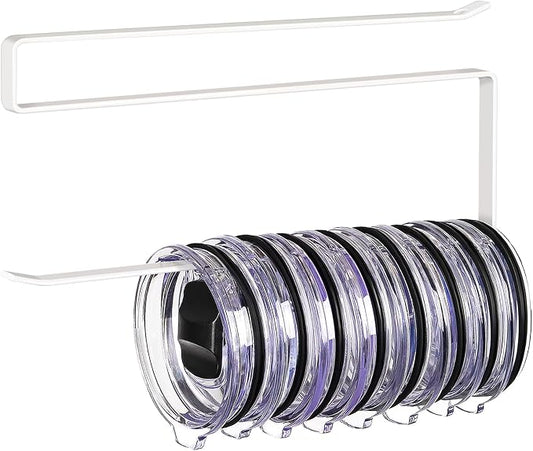 Tumbler Lid Organizer, Versatile Tumbler Lid Storage Holds 10 Lids, White | Space Saving Cup Lid Organizers Inside Cabinet Tumbler Lid Hook for Kitchen Organizer and Storage, Paper Towel Rack Hanger