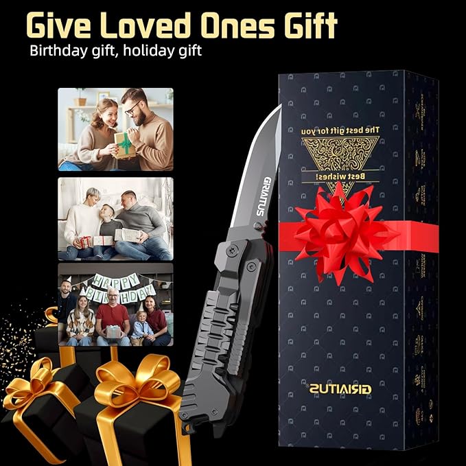 17-in-1 Multitool Knife, Multi-Tool Gift for Men, Camping EDC Pocket Knife | Stocking Stuffers Gifts for Men Dad from Daughter Son, Unique Practical Birthday Gifts for Husband Boyfriend Father Outdoor