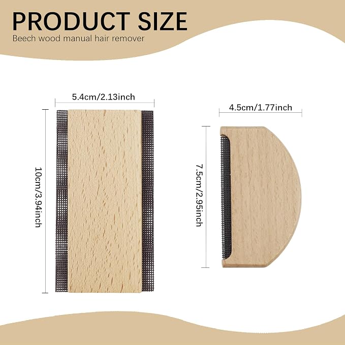 2pcs Cashmere Comb Manual Portable Sweater Comb Fabric Combs Clothing Wooden Pilling Fuzz Fabric Lint for Clothing Garments Knitwear Cashmere Woolens Coats Shaver