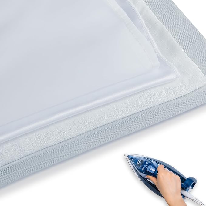 HunnmingRe 4 Types Pressing Cloth for Ironing, Include Linen, Nylon, Satin, Nylon Mesh Cloth Fabrics, 4 Types of Different Fabric Pressing Cloths for Clothes Protect (Medium)