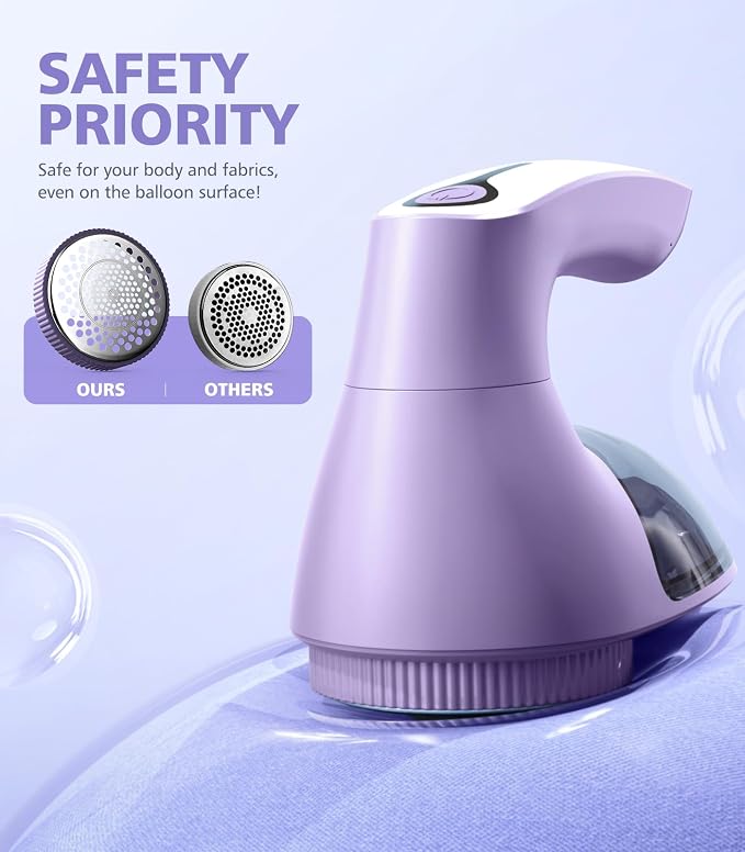 POPCHOSE Fabric Lint Shaver, 6-Leaf Blades & 2 Speed, Rechargeable | Lint Remover for Clothes, Sweater Shavers to Remove Pilling, Electric Lint Remover for Couch, Furniture, Fuzz