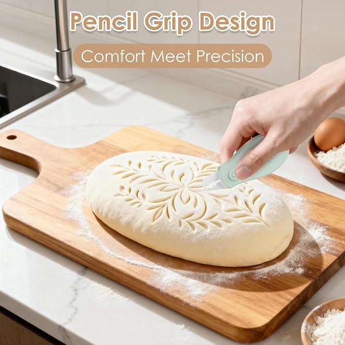 Bread Lame Sourdough Scoring Tool, Extractable & Magnetic Bread Scoring Tool, Scoring Knife for Bread Baking, Bread Razor for Homemade Bread, Sourdough Scorer Tool, Includes 5 Razor Blades-Gray