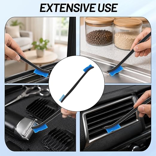 12-Pack Double-Ended Cleaning Brushes, Nylon Bristle Detail Brushes for Car Detailing, Kitchen, Keyboard, Carbon Residue Removal and Tight Spaces Cleaning