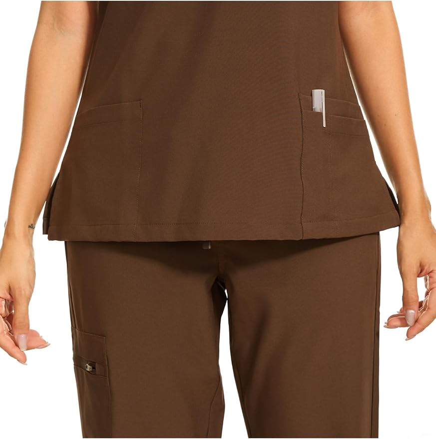 Scrubs Tops for Woman - Soft Stretch, V-Neck Tops | 3 Pockets, Side Split Design, Short Sleeve, Breathable & Lightweight Nursing Shirt, Easy-Care Fabric for All-Day Comfort